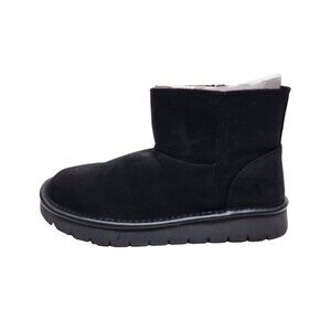 Universal Thread Womens Black Suede Flat Ankle Boots Size 6 With Side Zipper